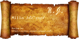 Milla József névjegykártya