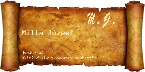 Milla József névjegykártya